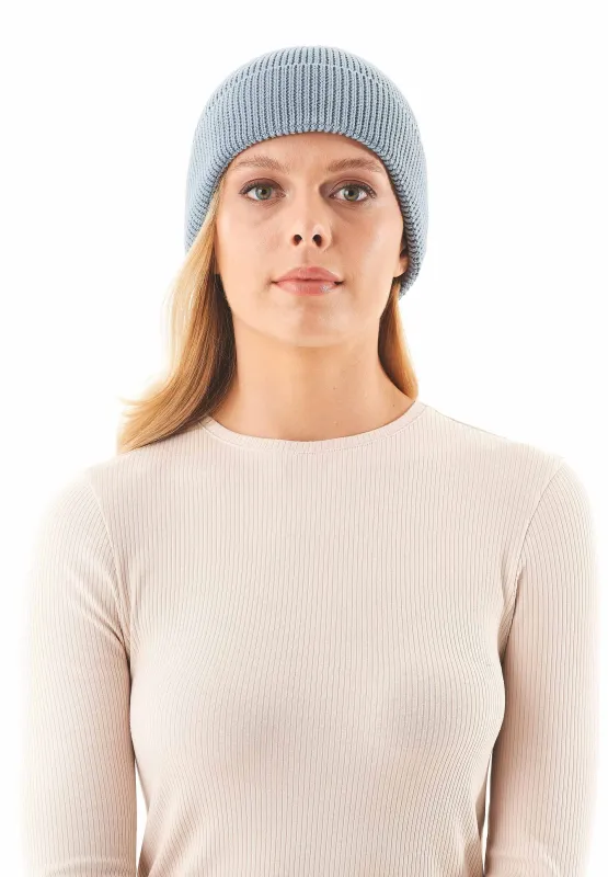 Knitted Organic Cotton Beanie Dusty Blue sold by Ivalo.com