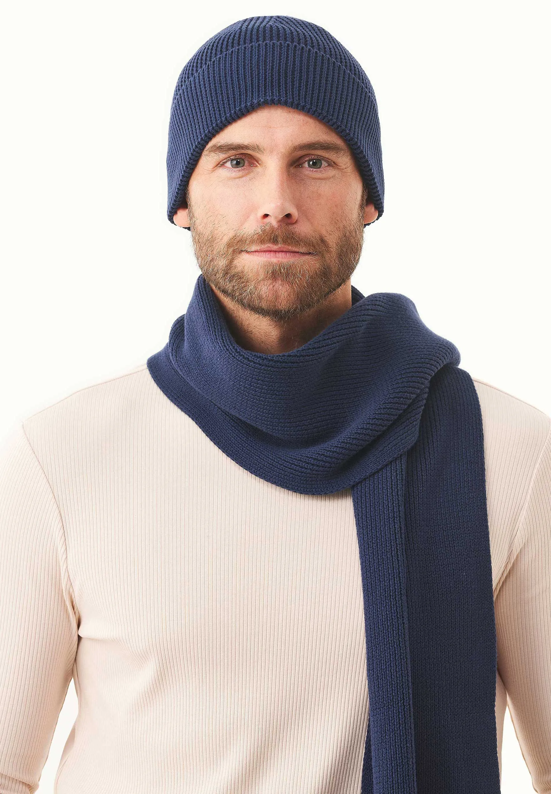 Knitted Organic Cotton Scarf Navy sold by Ivalo.com