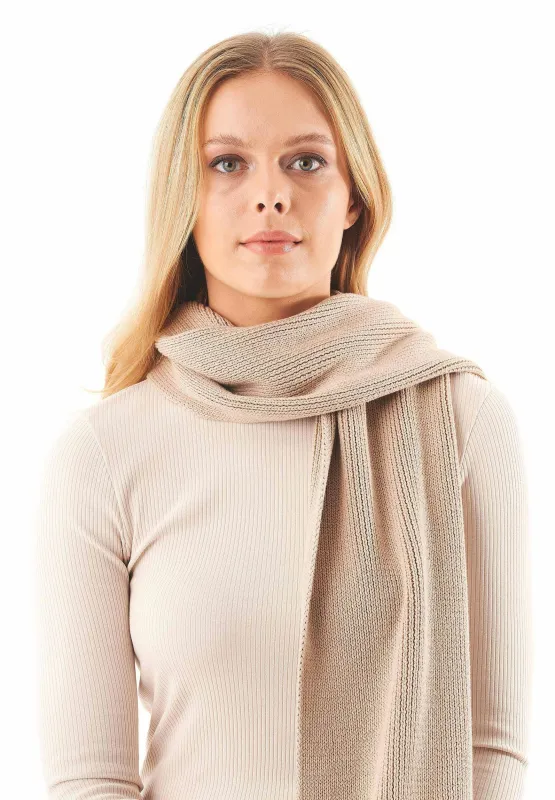 Knitted Organic Cotton Scarf Beige sold by Ivalo.com