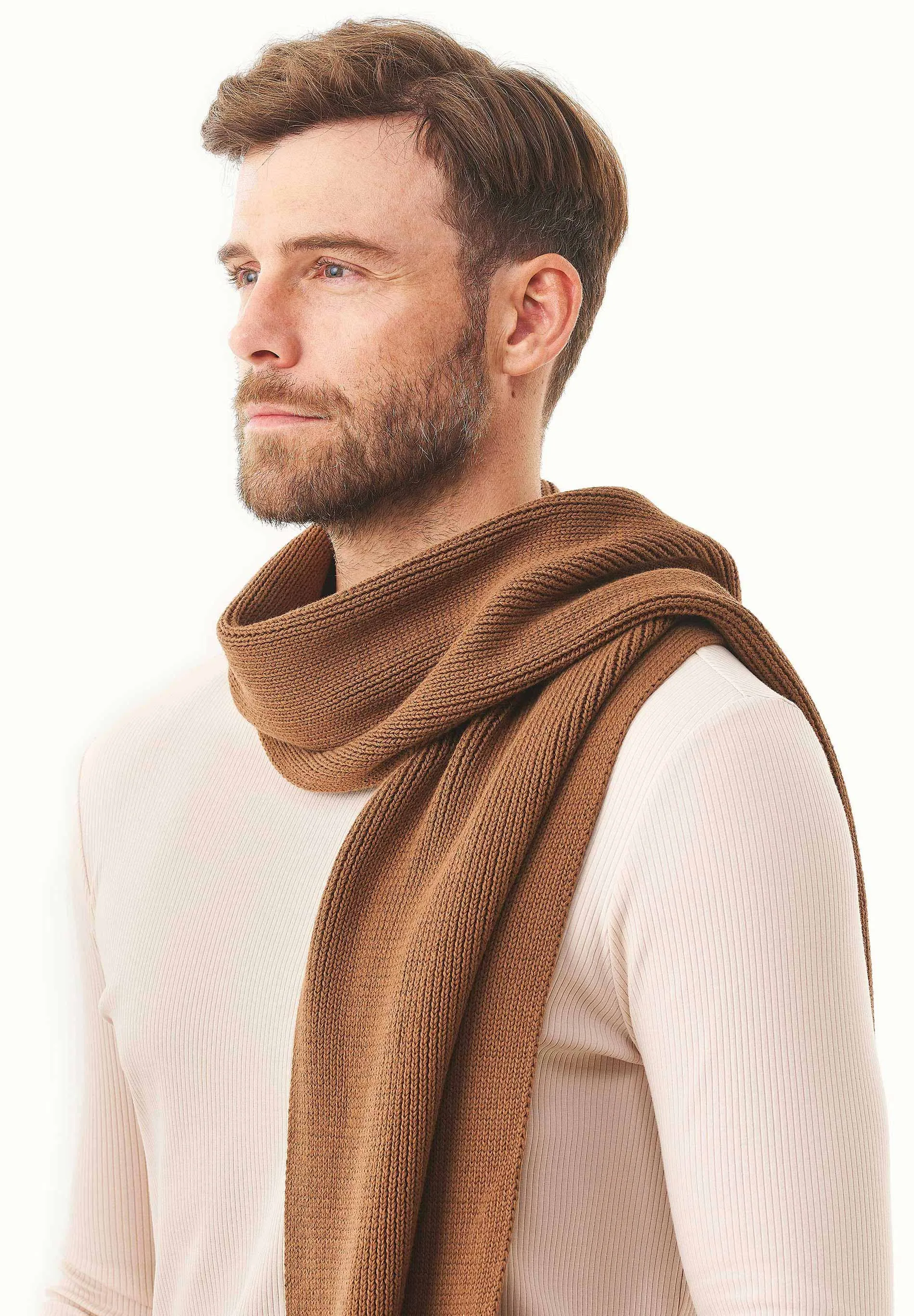 Knitted Organic Cotton Scarf Camel sold by Ivalo.com product image thumbnail 3
