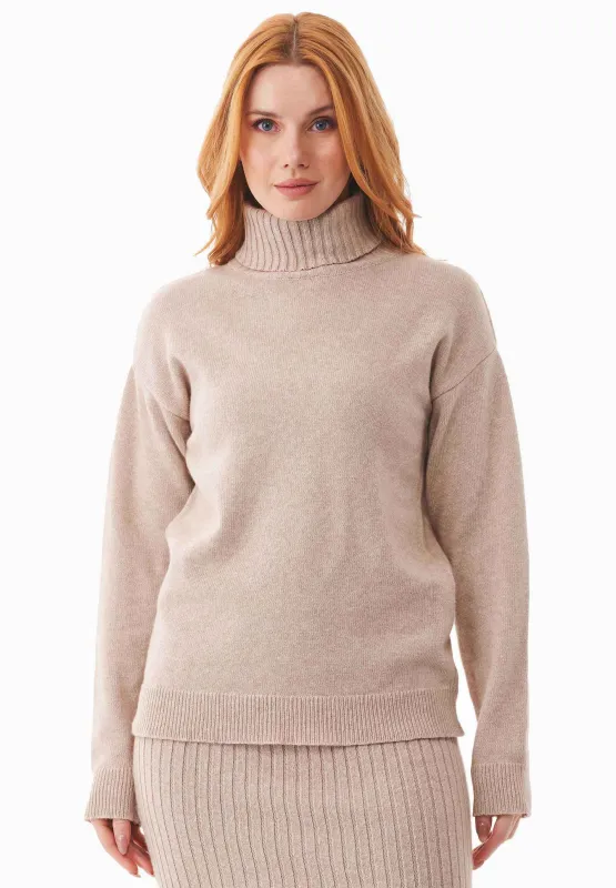 Wool Blend Turtleneck Knit Beige Melange sold by Ivalo.com