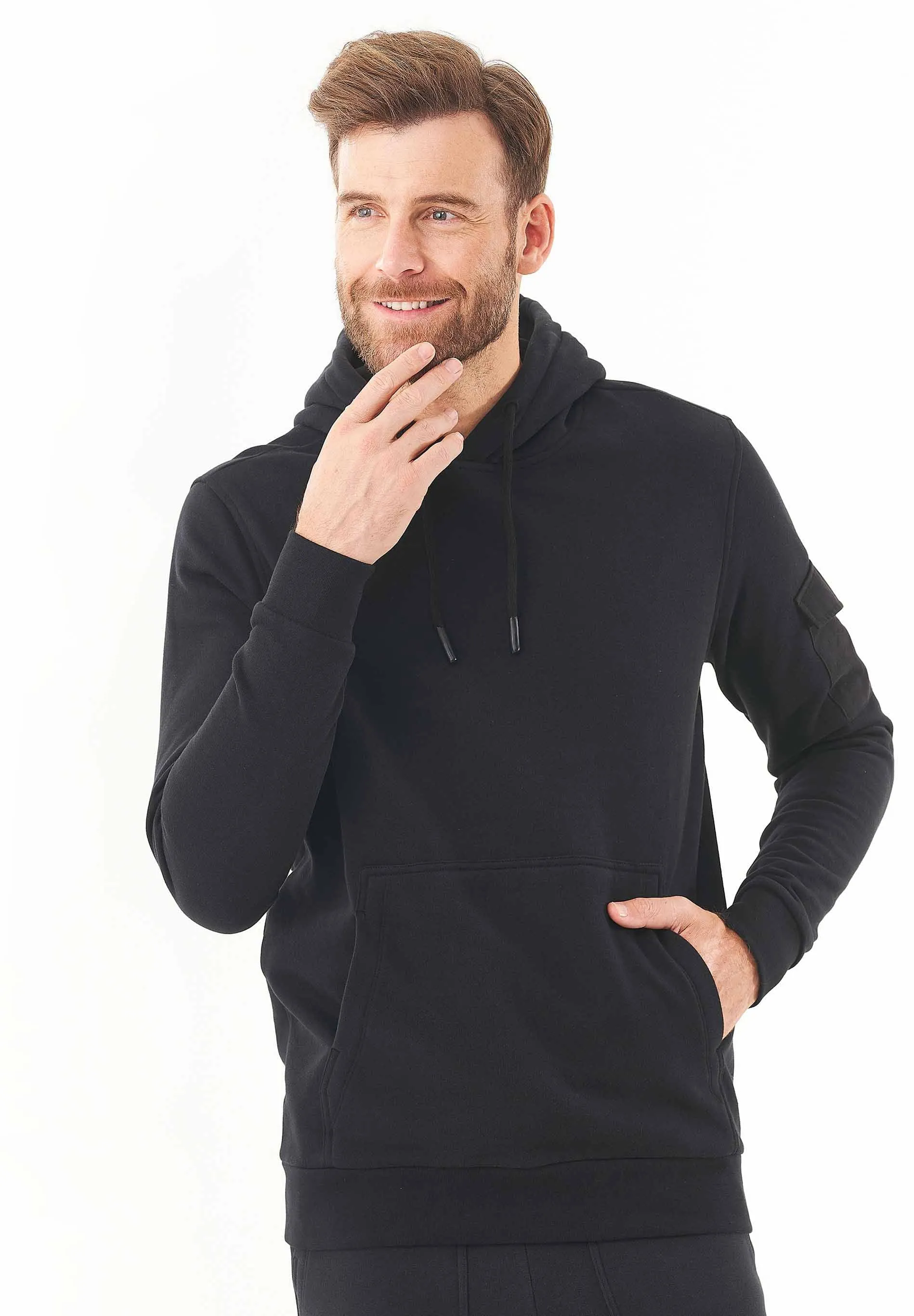 Men's Soft Touch Hoodie With Sleeve Pocket Black sold by Ivalo.com product image thumbnail 4