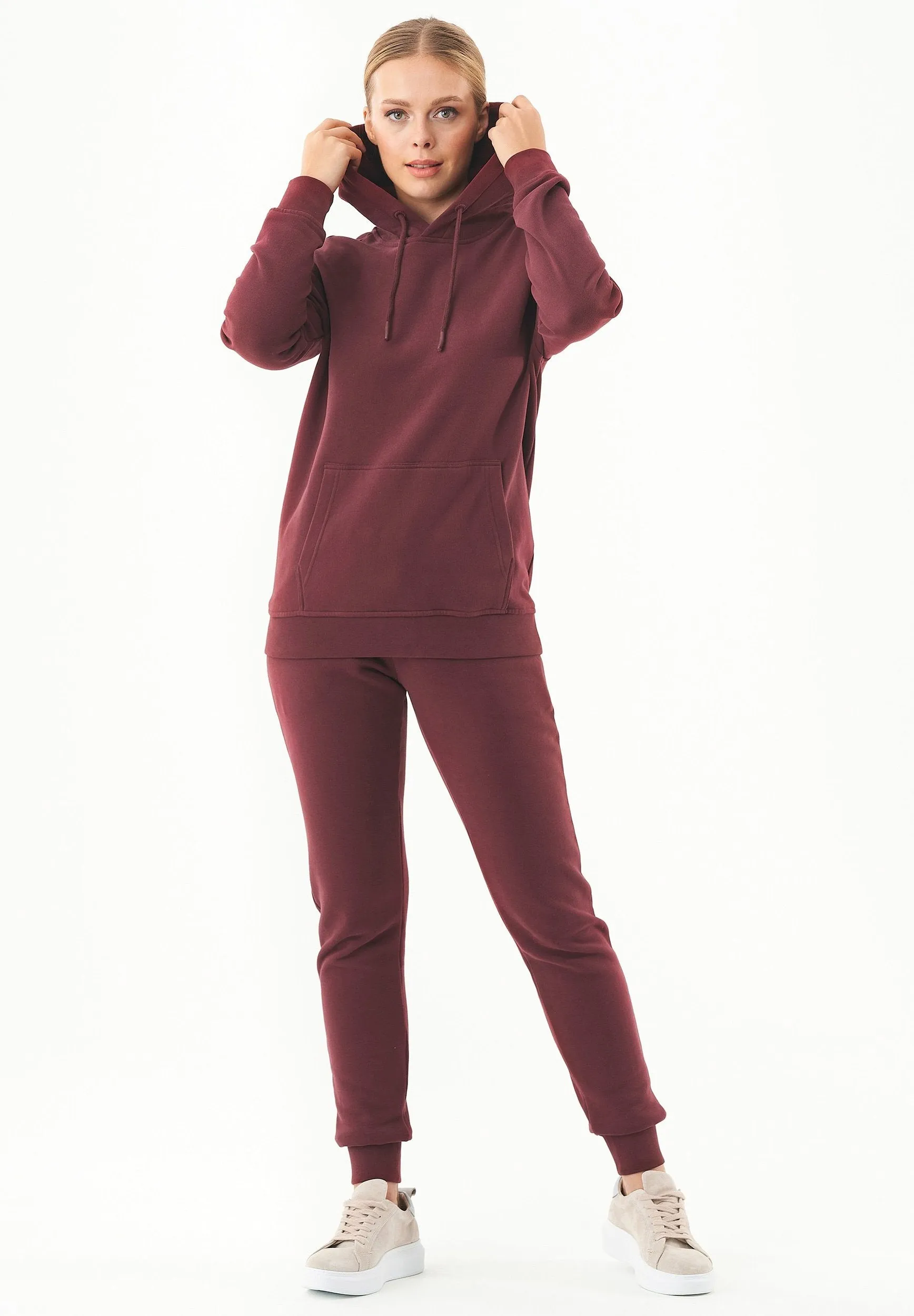 Women's Basic Soft Touch Organic Cotton Hoodie Bordeaux sold by Ivalo.com product image thumbnail 3