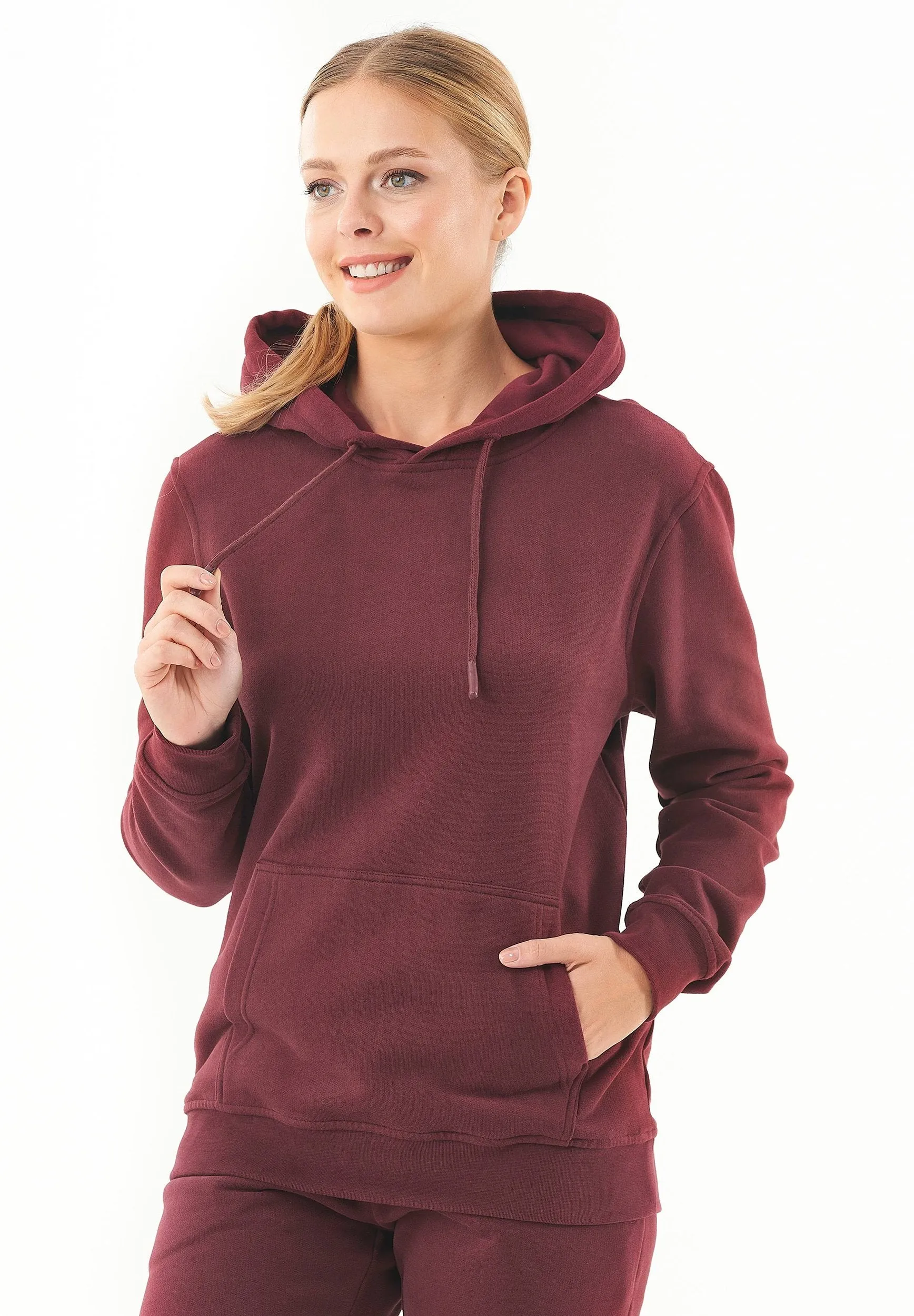 Women's Basic Soft Touch Organic Cotton Hoodie Bordeaux sold by Ivalo.com product image thumbnail 4