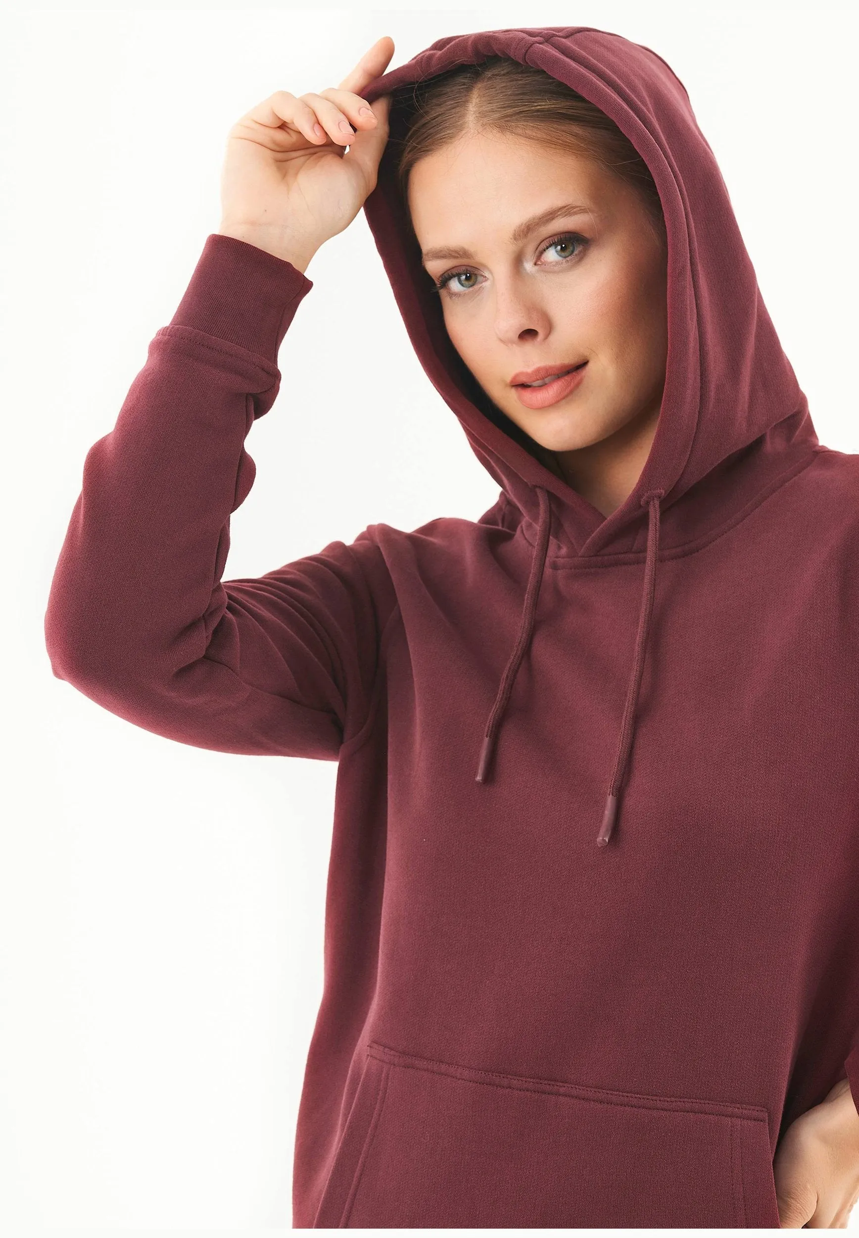 Women's Basic Soft Touch Organic Cotton Hoodie Bordeaux sold by Ivalo.com product image thumbnail 5