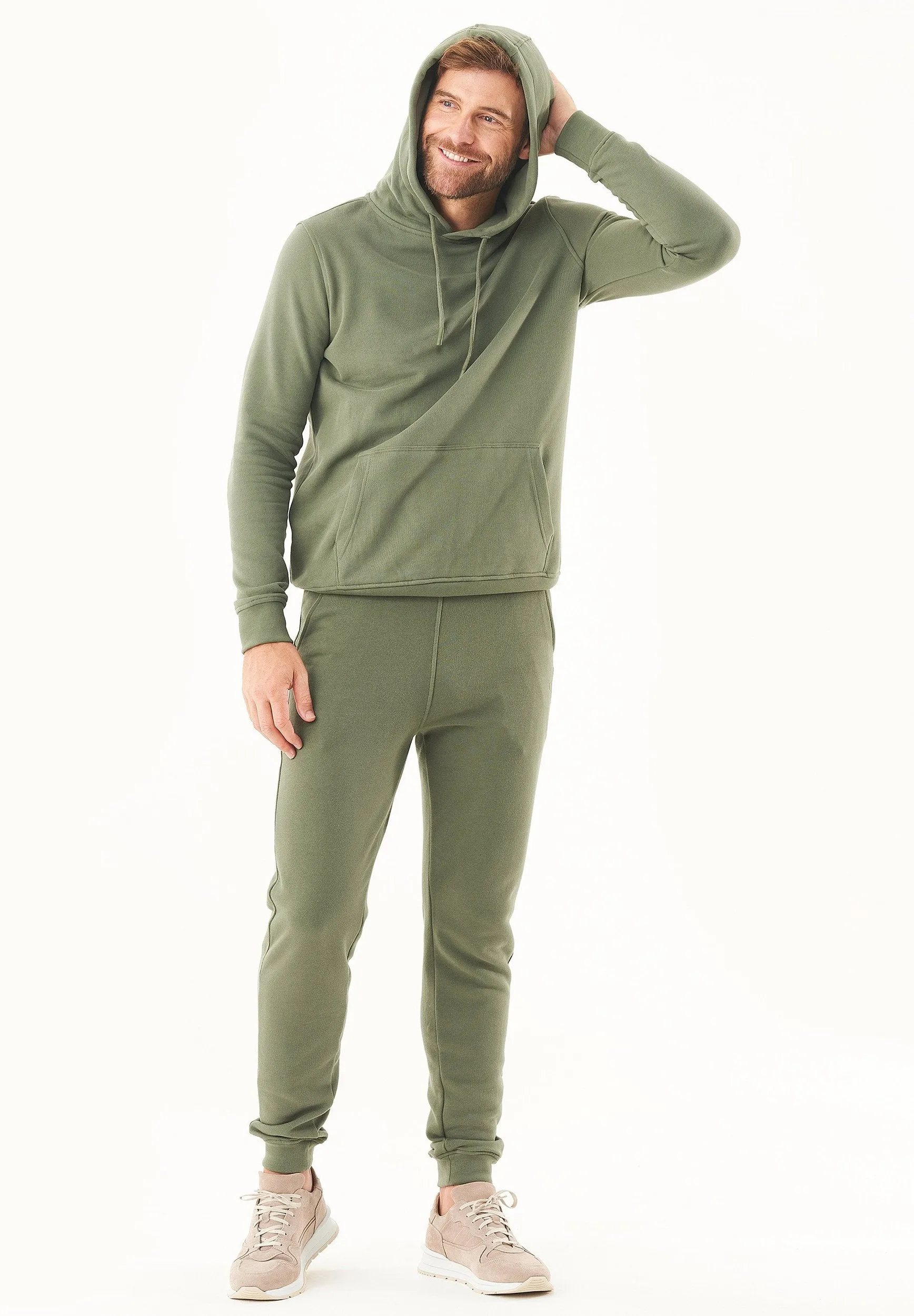 Men's Basic Soft Touch Organic Cotton Hoodie Mid Olive sold by Ivalo.com product image thumbnail 3