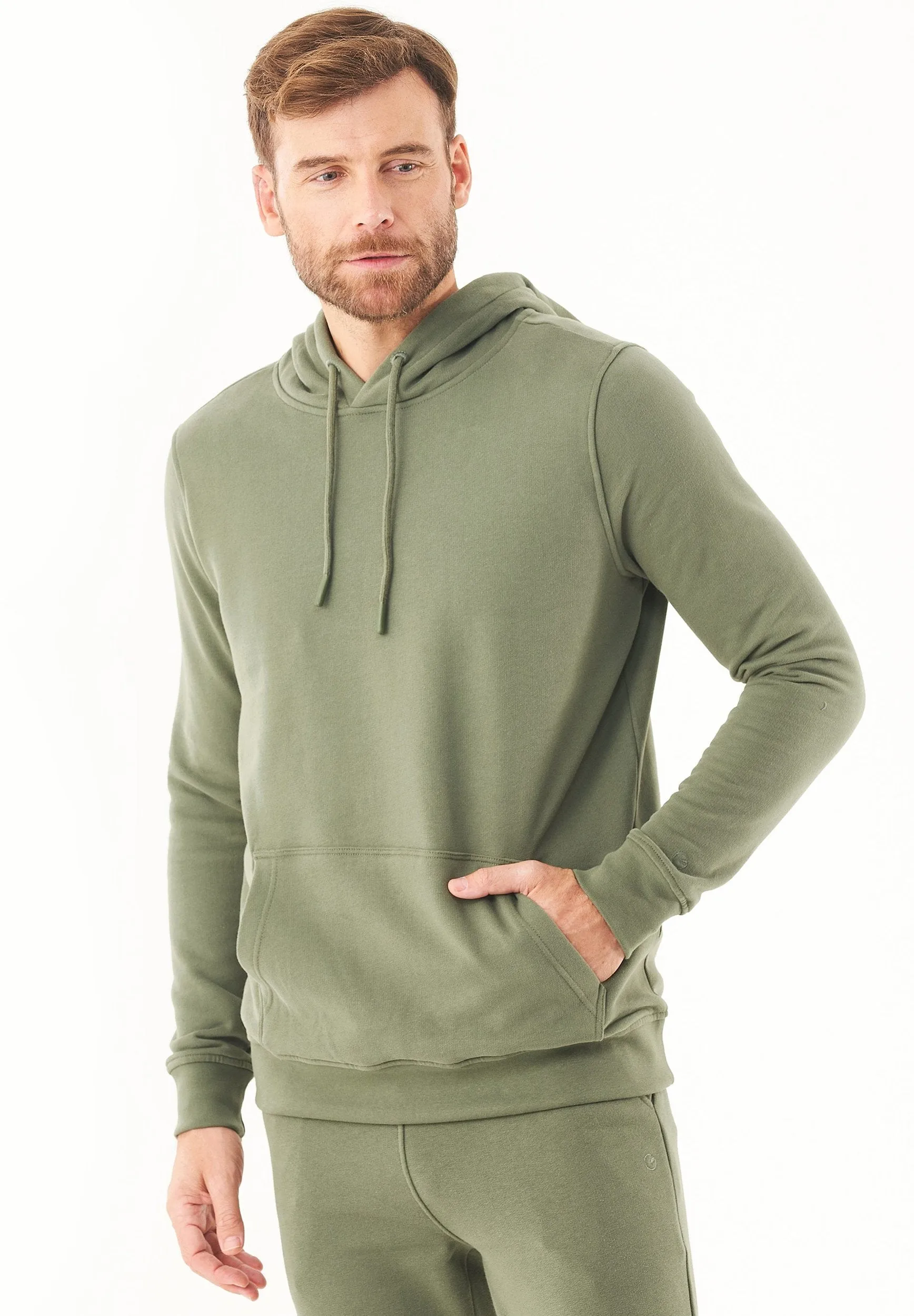 Men's Basic Soft Touch Organic Cotton Hoodie Mid Olive sold by Ivalo.com product image thumbnail 4