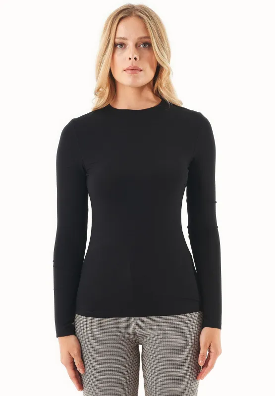 Women's O-Neck Long-Sleeve Top Black sold by Ivalo.com