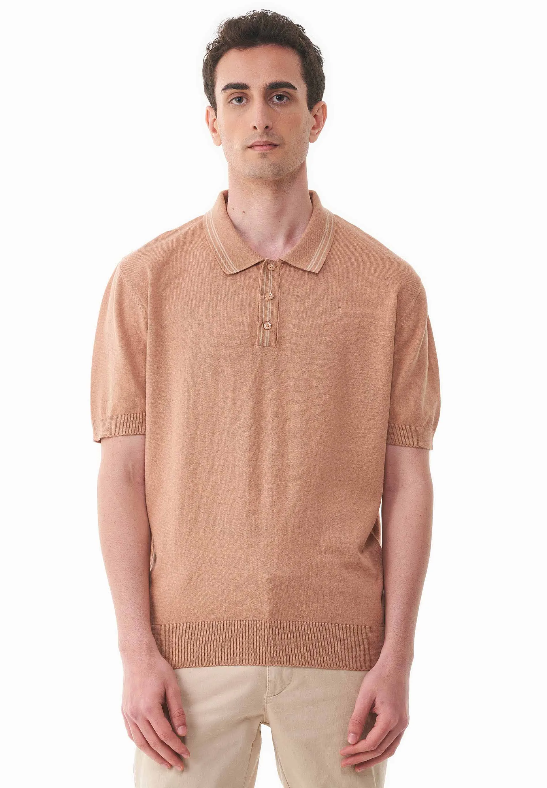 Men's Knit Polo Shirt Tan sold by Ivalo.com product image thumbnail 3