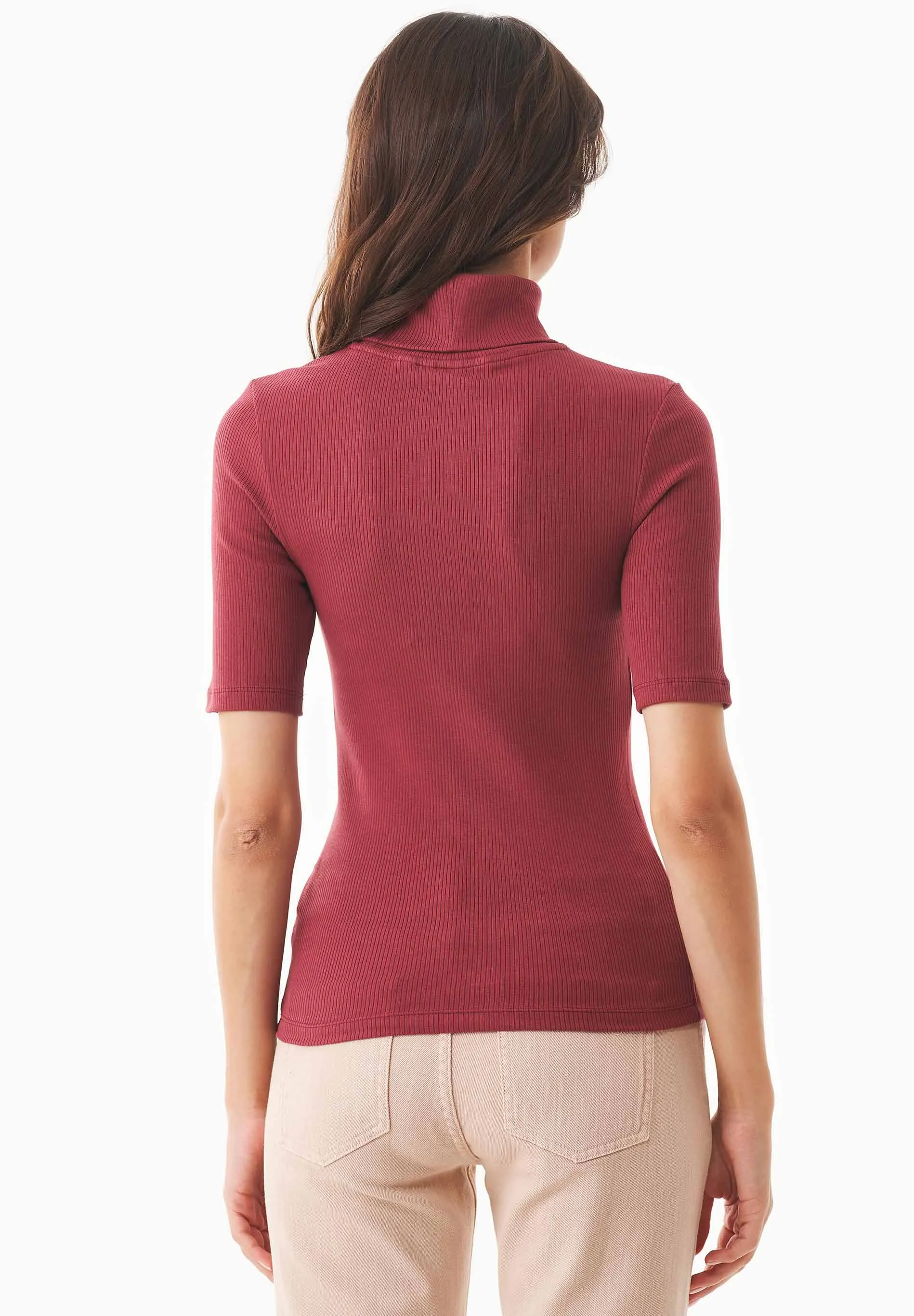 Women's Short Sleeved Cotton Turtleneck Syrah Red sold by Ivalo.com product image thumbnail 2