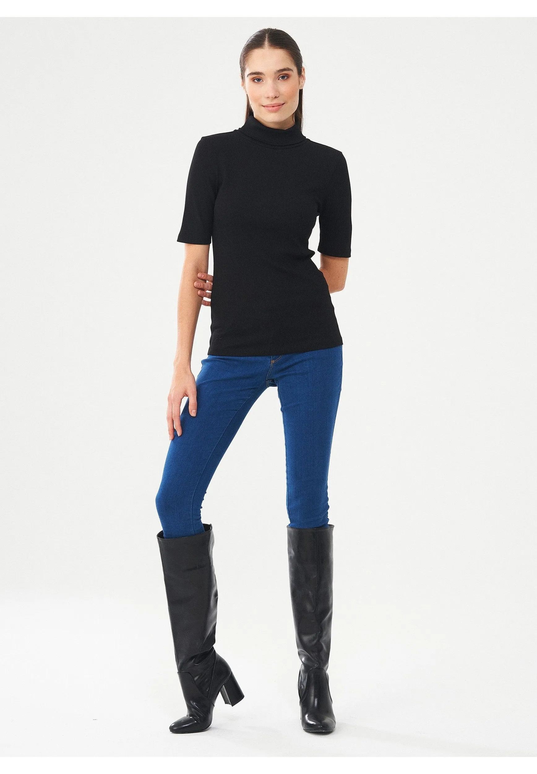 Women's Short Sleeved Cotton Turtleneck Black sold by Ivalo.com product image thumbnail 4