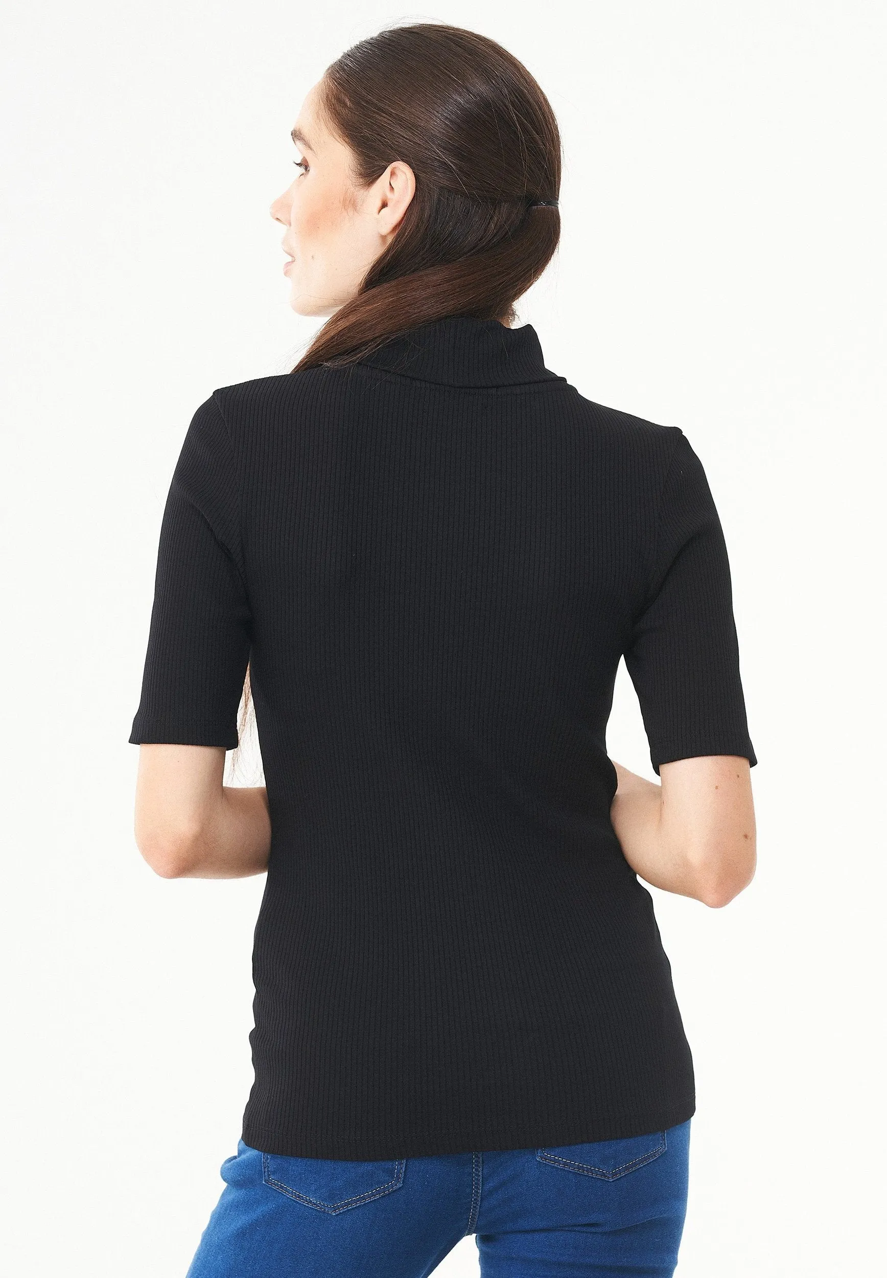 Women's Short Sleeved Cotton Turtleneck Black sold by Ivalo.com product image thumbnail 2