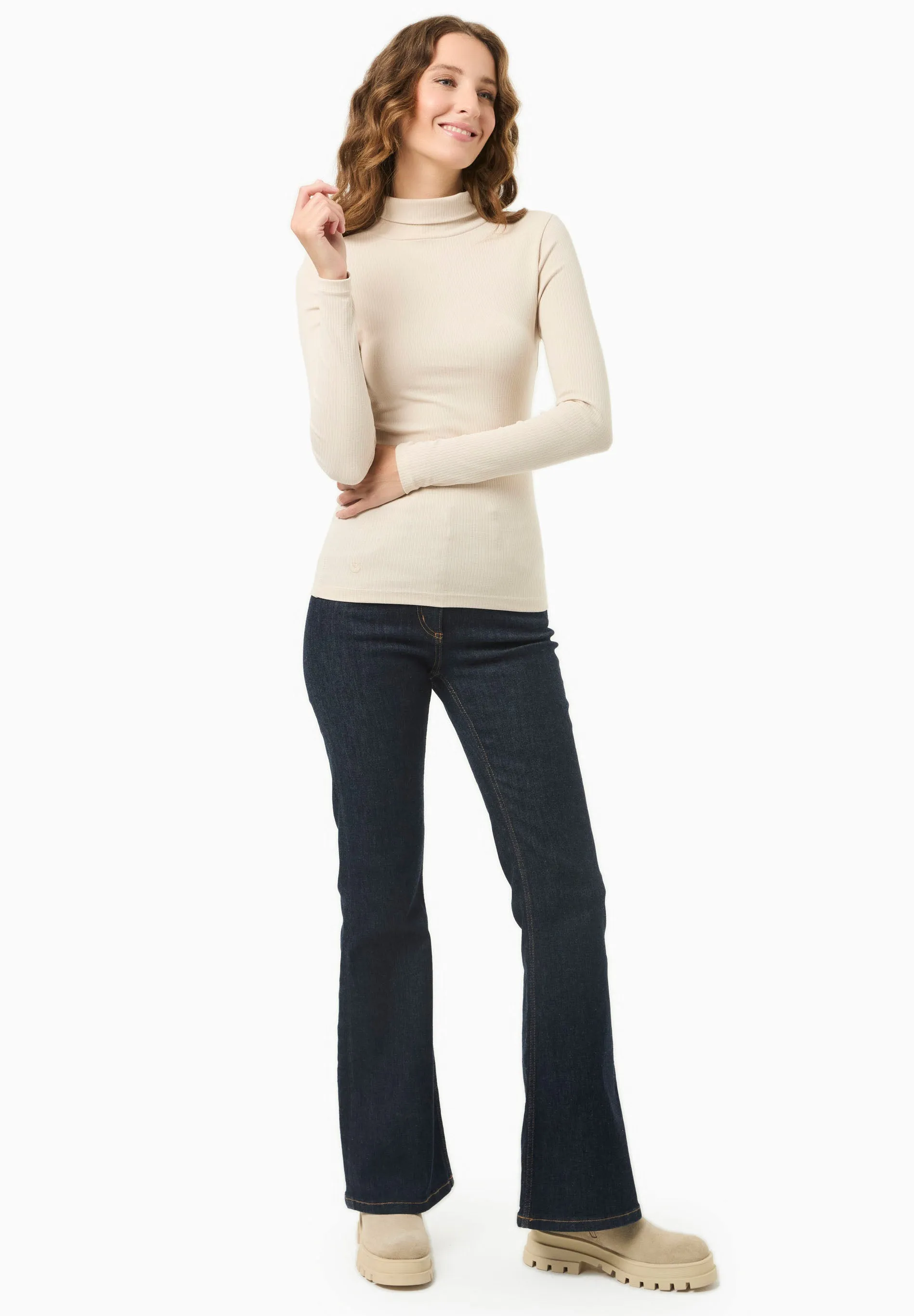 Women's Long Sleeved Cotton Turtleneck Stone sold by Ivalo.com product image thumbnail 3