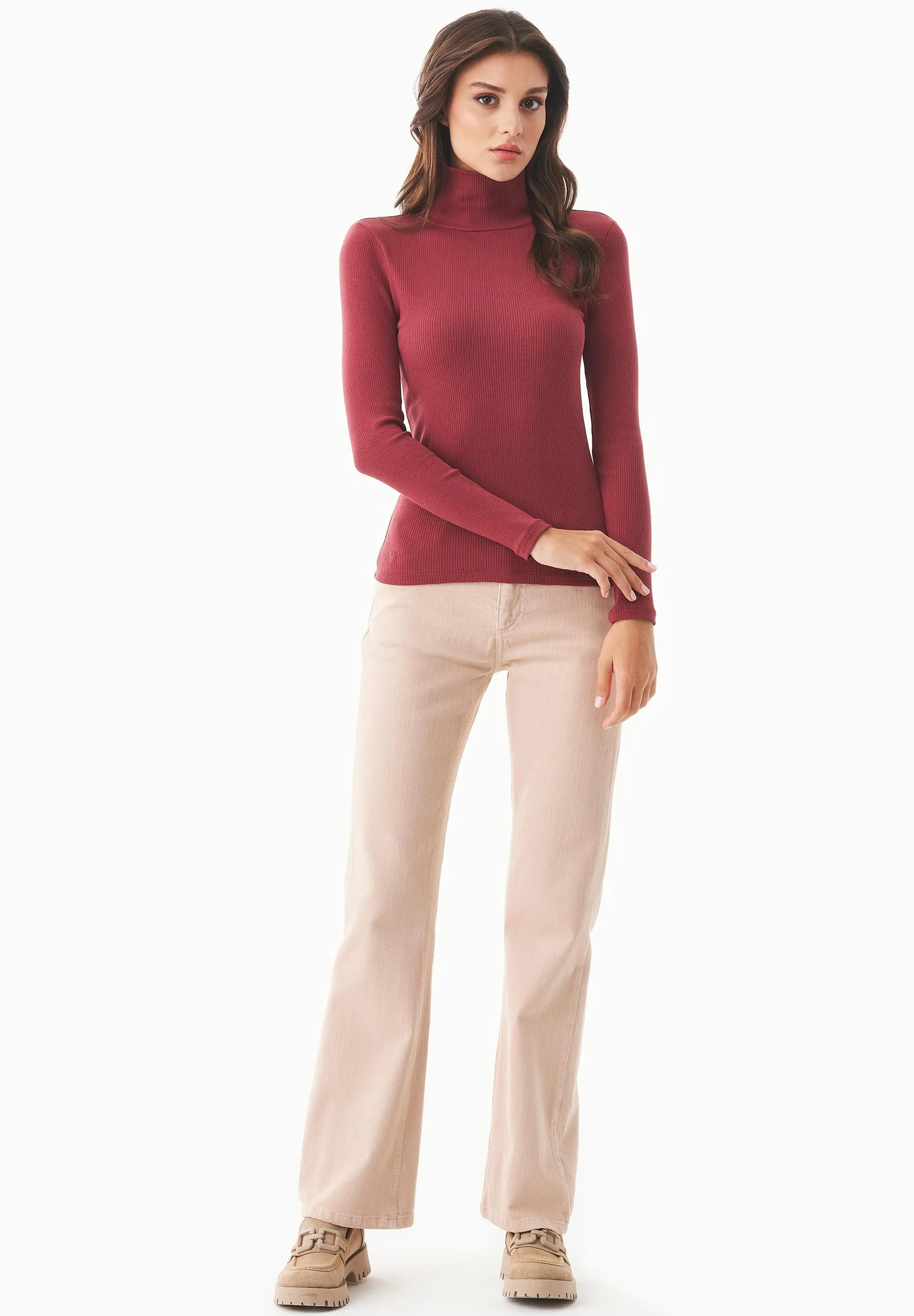 Women's Long Sleeved Cotton Turtleneck Syrah Red sold by Ivalo.com product image thumbnail 4
