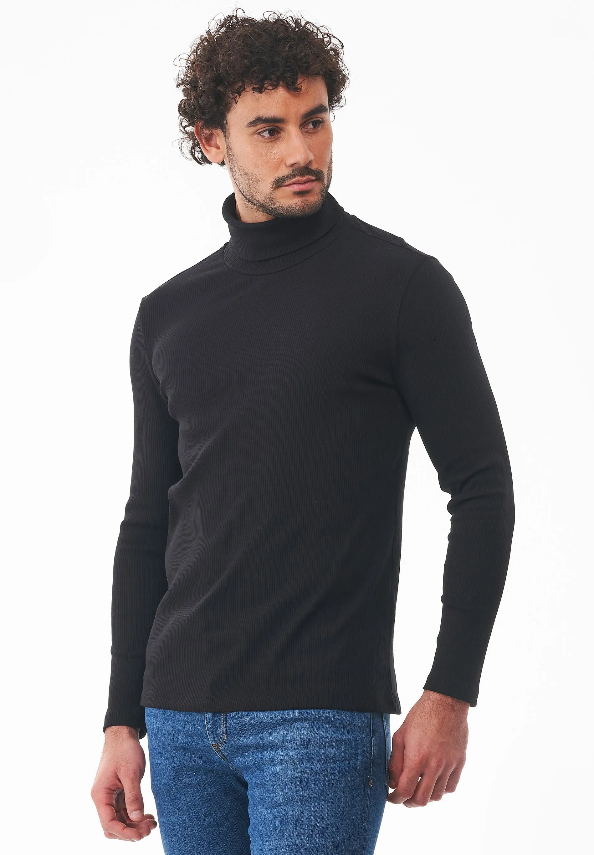 Men's Organic Cotton Turtleneck Shirt Black sold by Ivalo.com