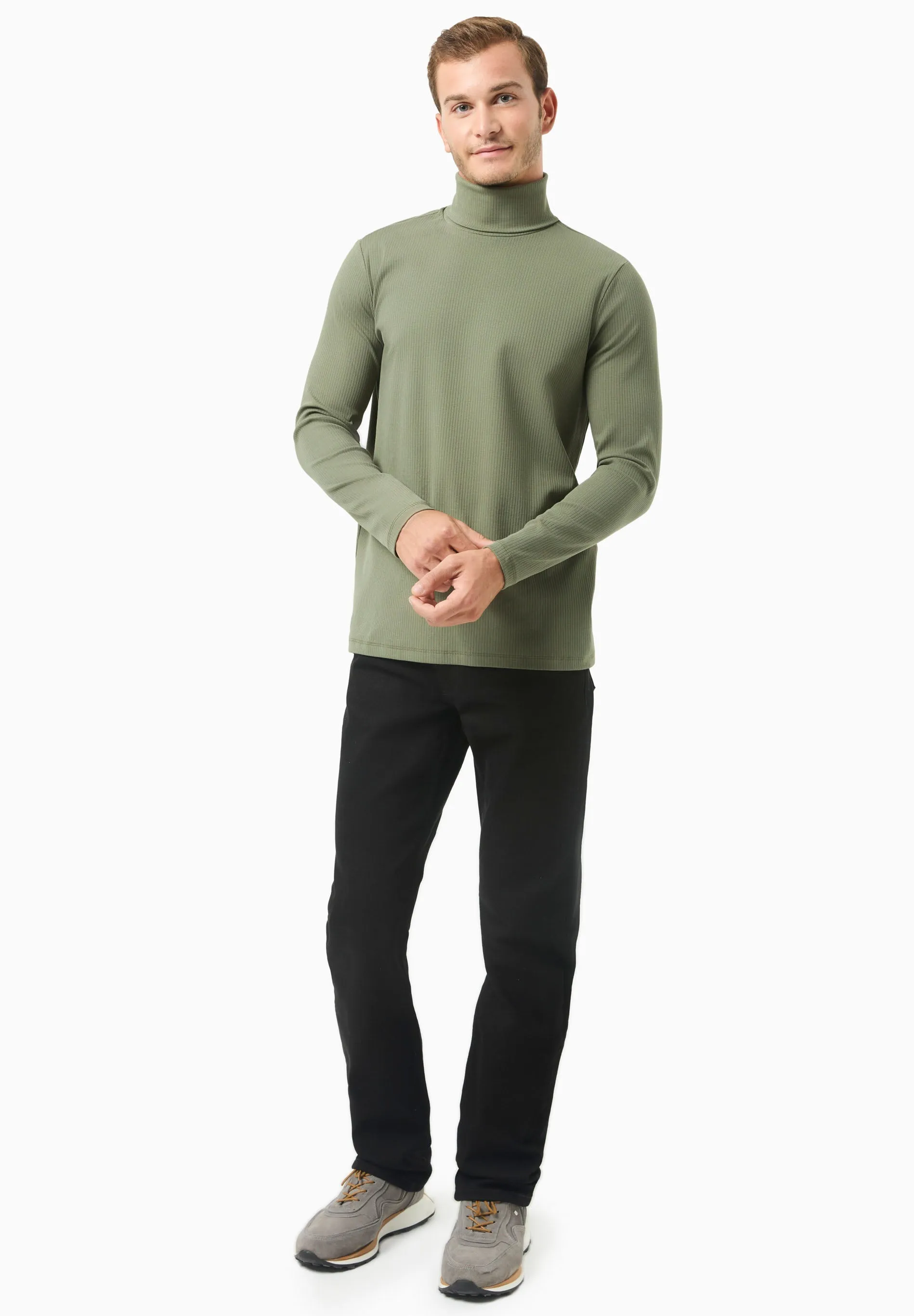 Men's Organic Cotton Turtleneck Shirt Khaki sold by Ivalo.com product image thumbnail 4