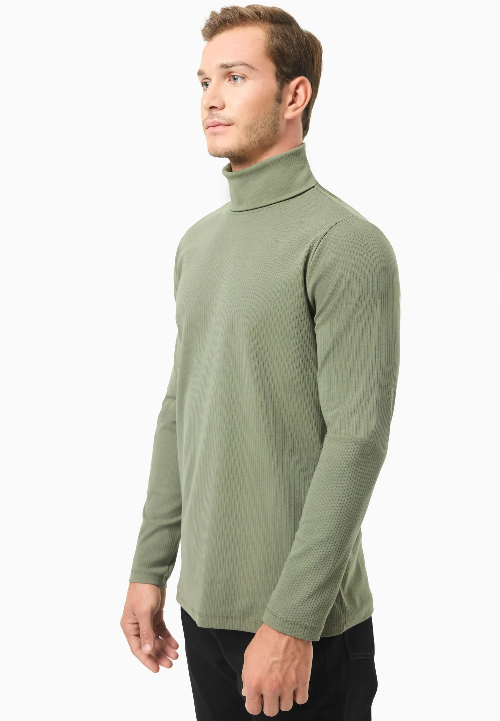 Men's Organic Cotton Turtleneck Shirt Khaki sold by Ivalo.com