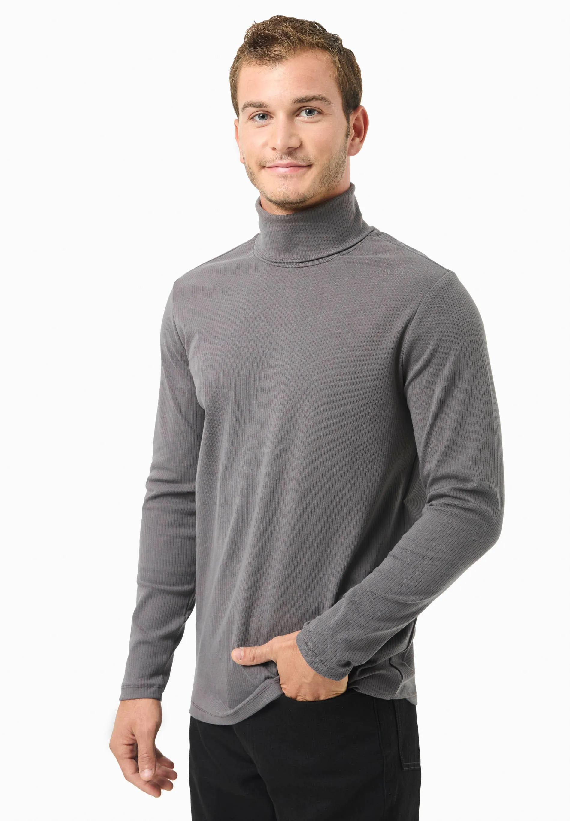 Men's Organic Cotton Turtleneck Shirt Asphalt sold by Ivalo.com
