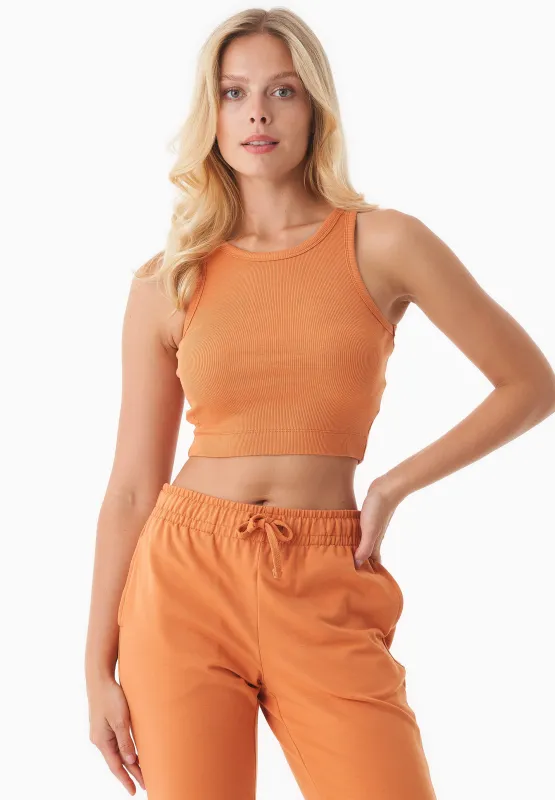 Sonnia Cropped Organic Cotton Rib Top Apricot Tan sold by Ivalo.com