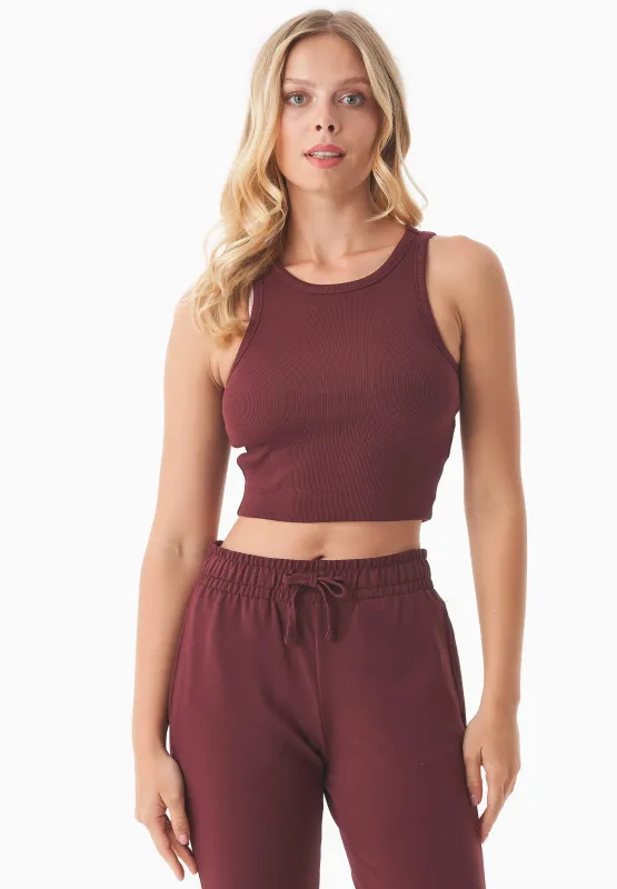 Sonnia Cropped Organic Cotton Rib Top Bordeaux sold by Ivalo.com