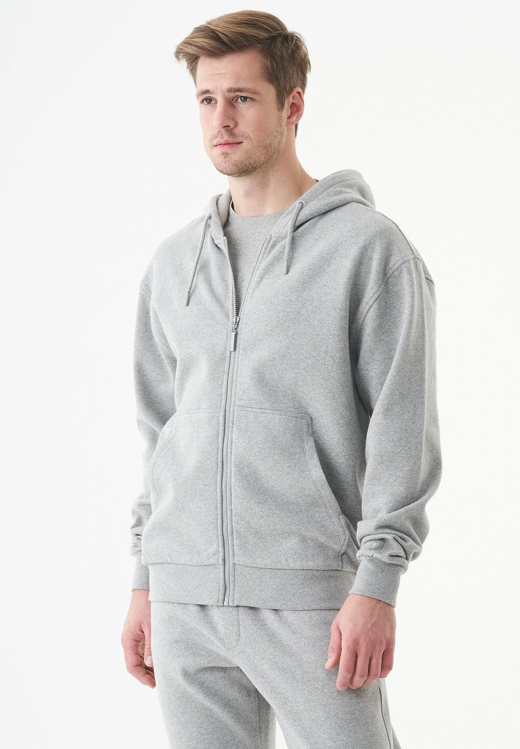 Junda Unisex Soft Touch Organic Cotton Sweat Jacket Grey Melange sold by Ivalo.com product image thumbnail 4