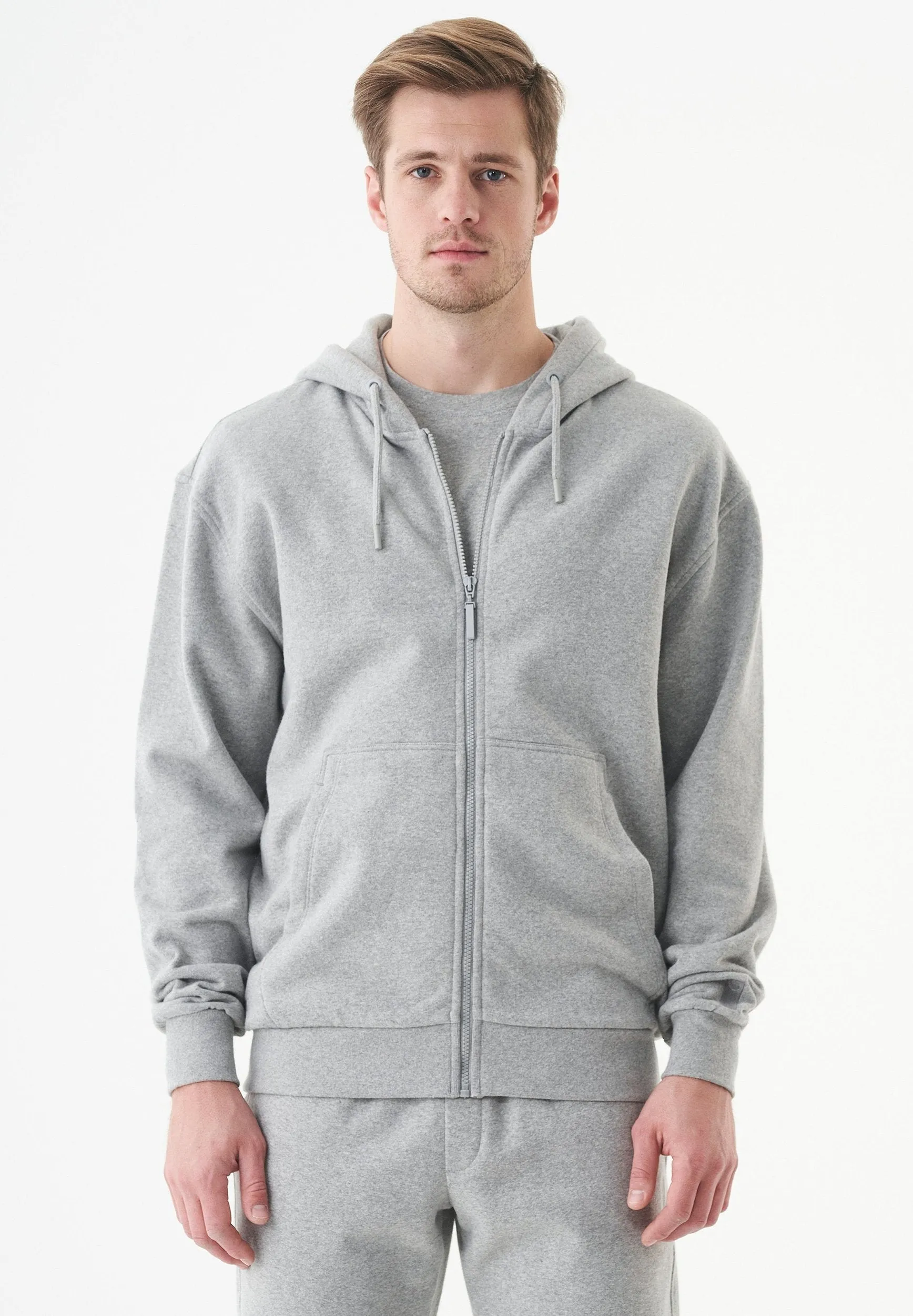Junda Unisex Soft Touch Organic Cotton Sweat Jacket Grey Melange sold by Ivalo.com