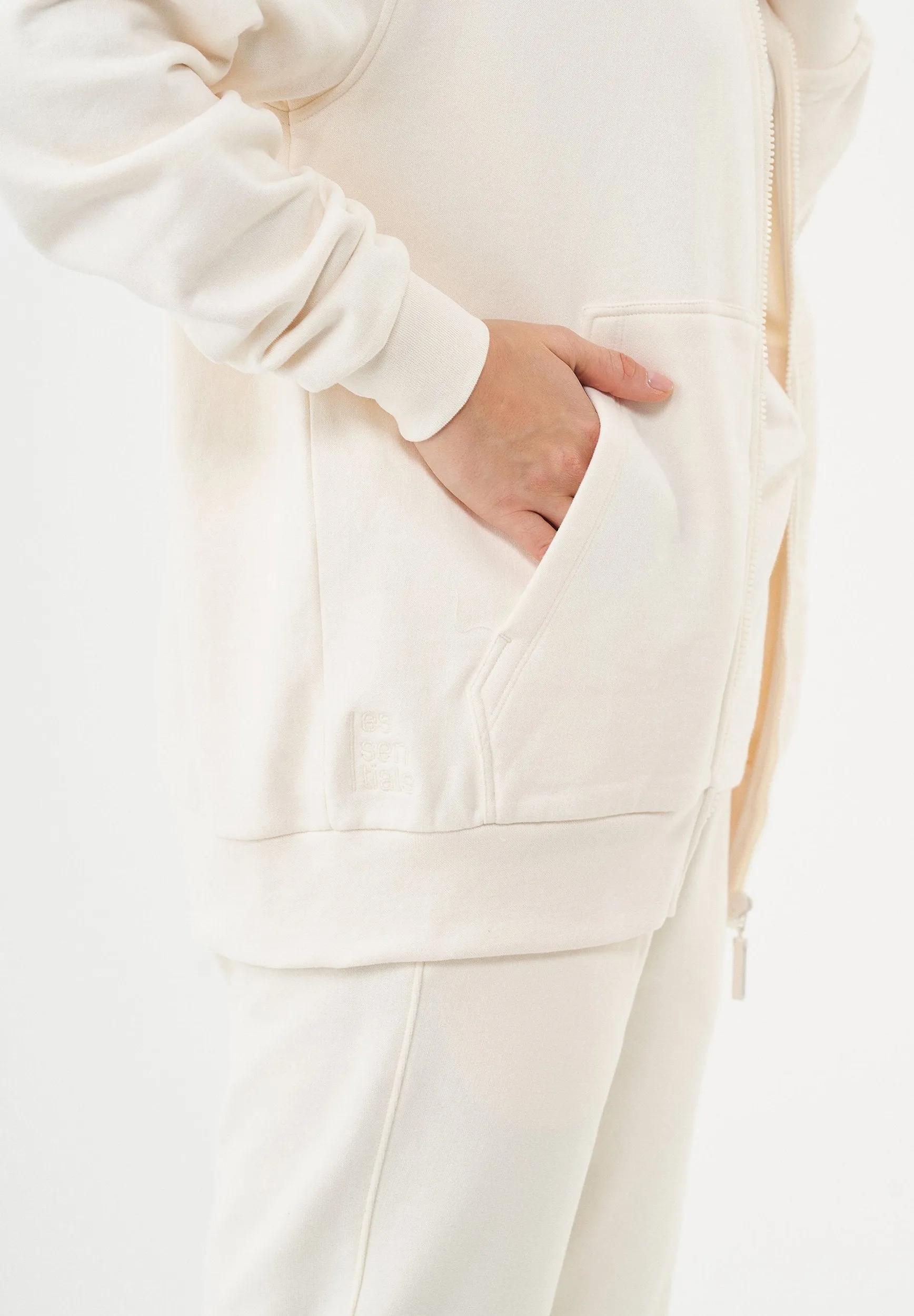 Junda Unisex Soft Touch Organic Cotton Sweat Jacket Off White sold by Ivalo.com product image thumbnail 5