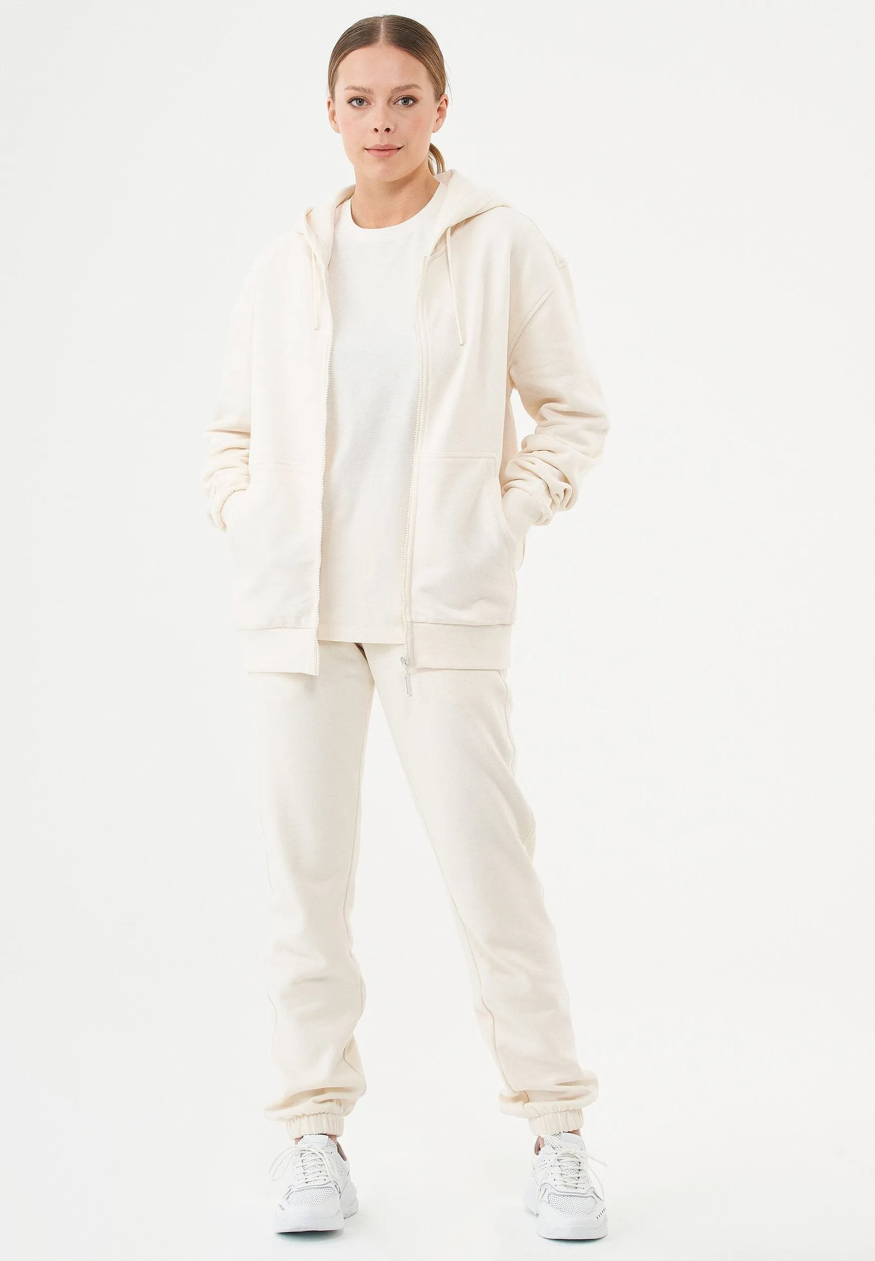Junda Unisex Soft Touch Organic Cotton Sweat Jacket Off White sold by Ivalo.com product image thumbnail 3