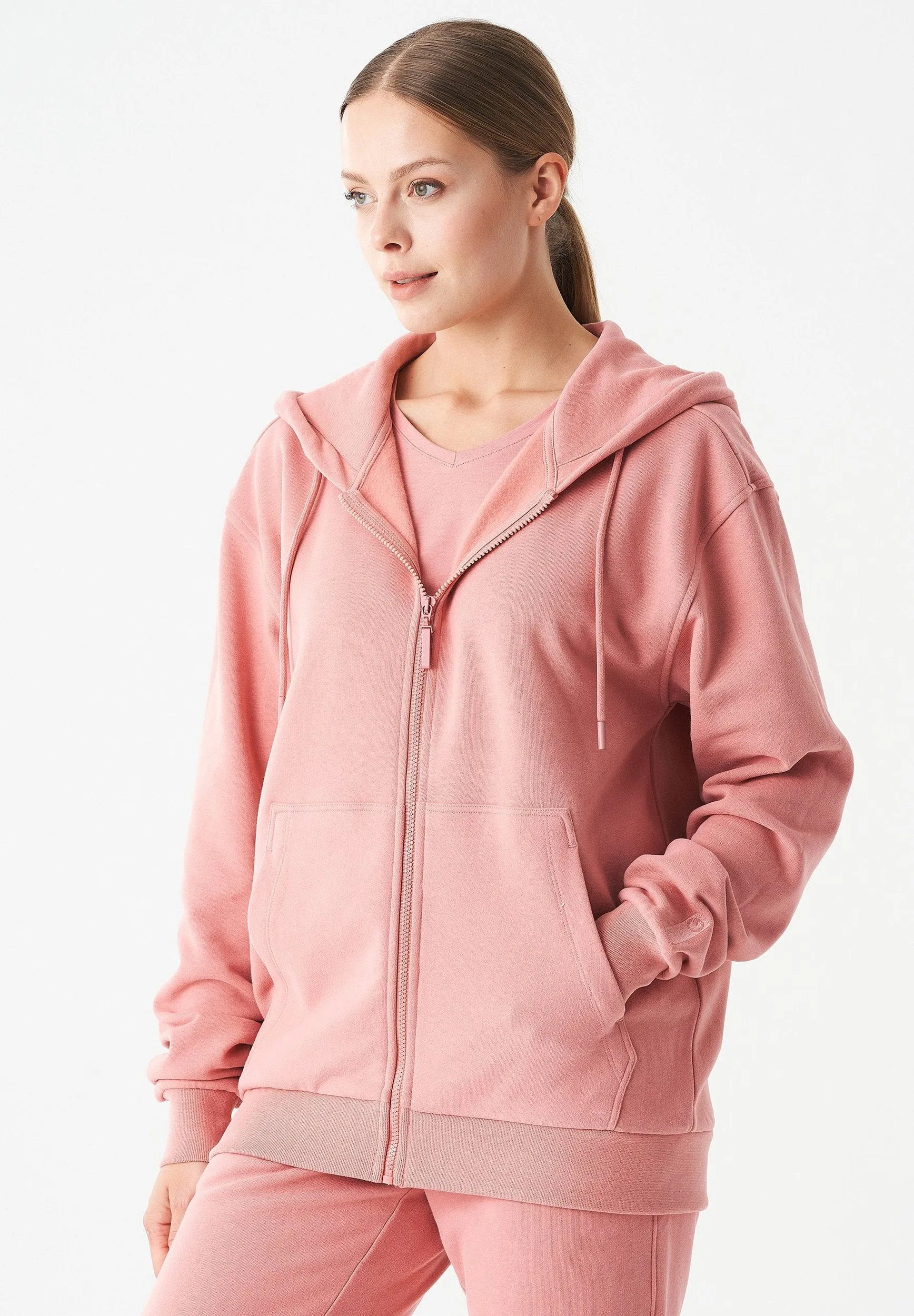 Junda Unisex Soft Touch Organic Cotton Sweat Jacket Blush sold by Ivalo.com product image thumbnail 4