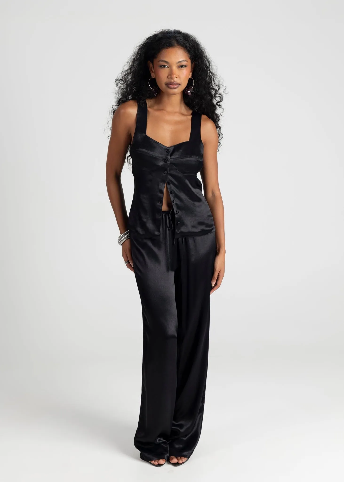 Giulia Loose Satin Pants Black sold by Ivalo.com product image thumbnail 2