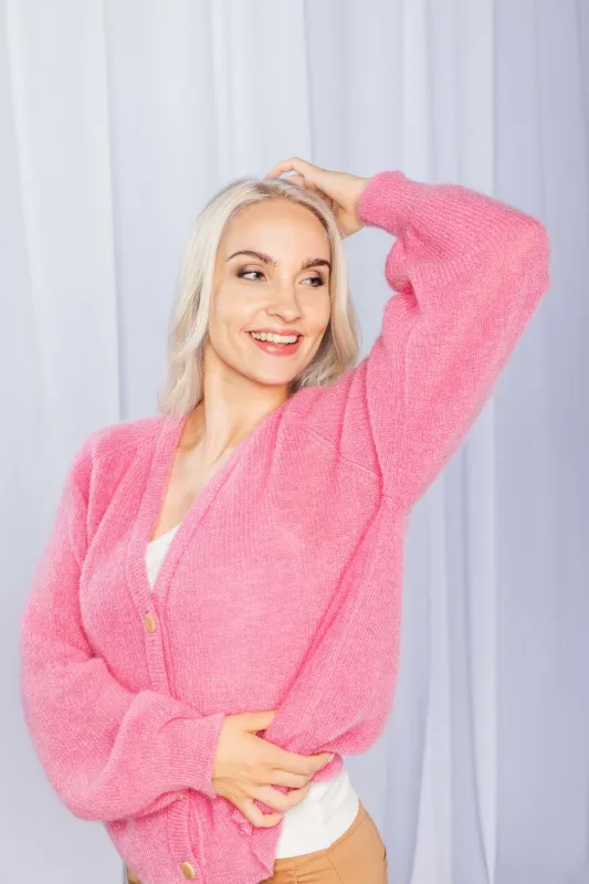 Elsie Mohair Cardigan Lollipop Pink sold by Ivalo.com
