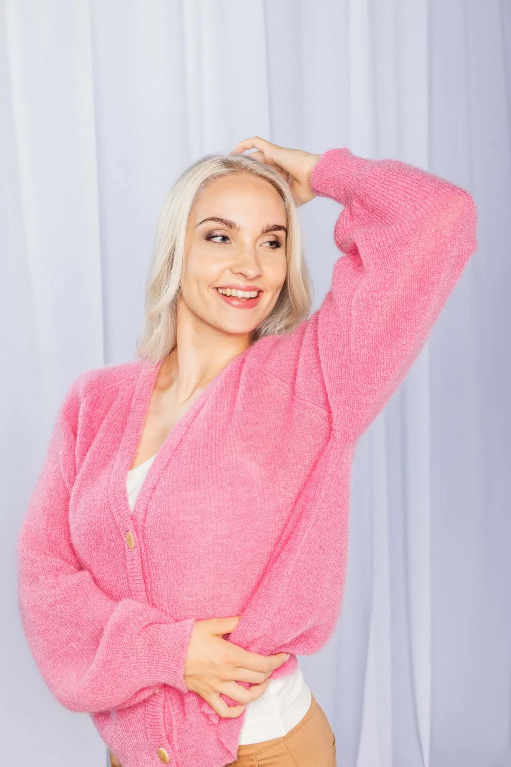 Elsie Mohair Cardigan Lollipop Pink sold by Ivalo.com