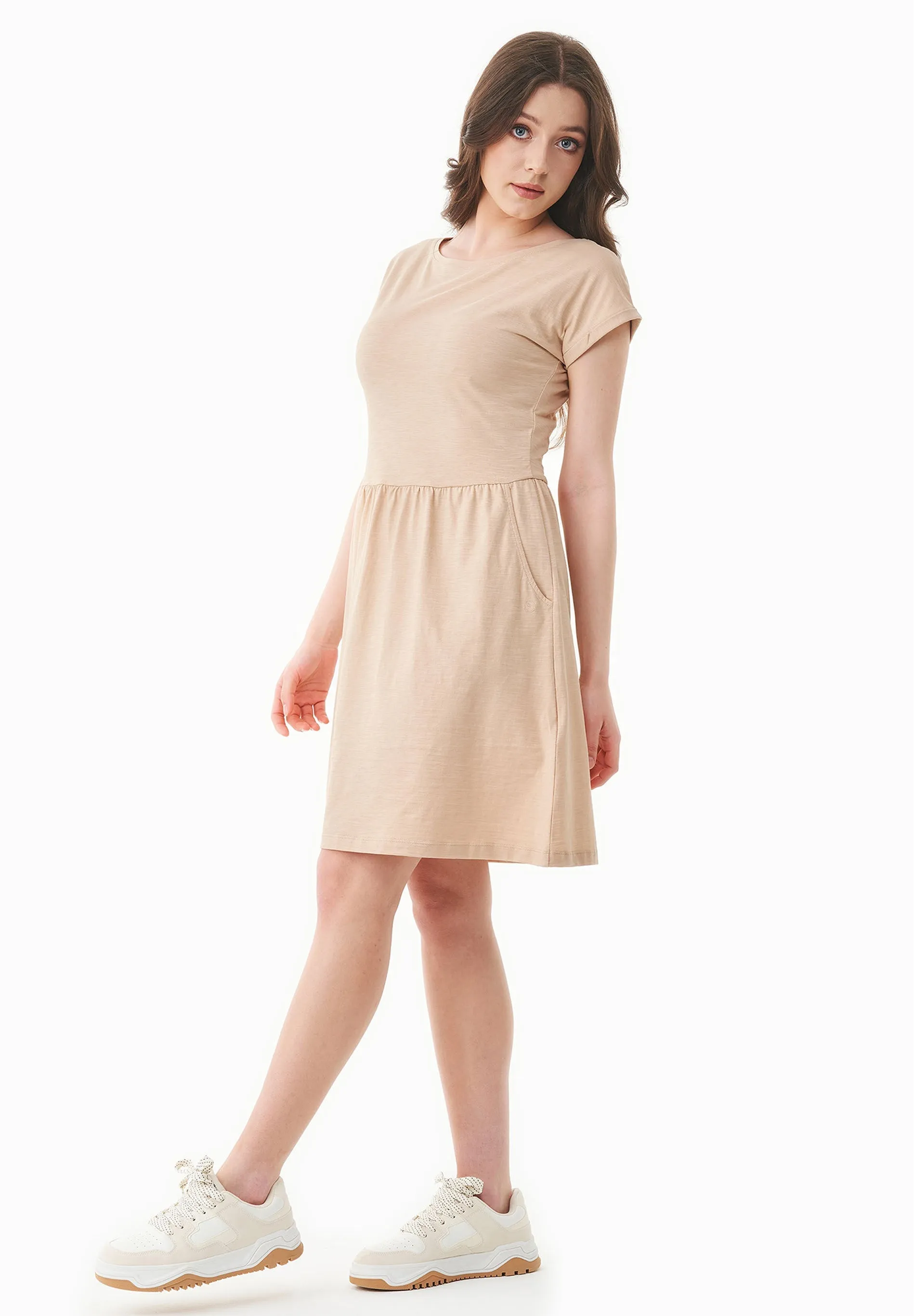 Slub Jersey Dress With Side Pockets Soft Beige sold by Ivalo.com product image thumbnail 4