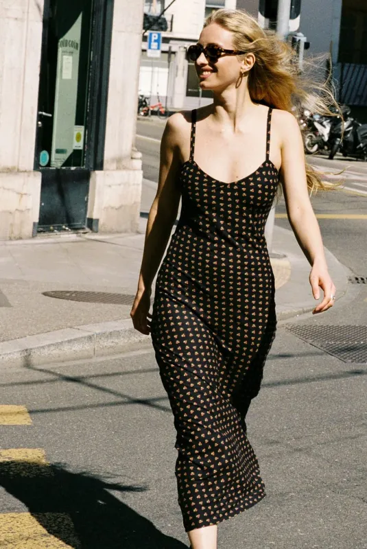 Long Jade Dress Black Floral sold by Ivalo.com