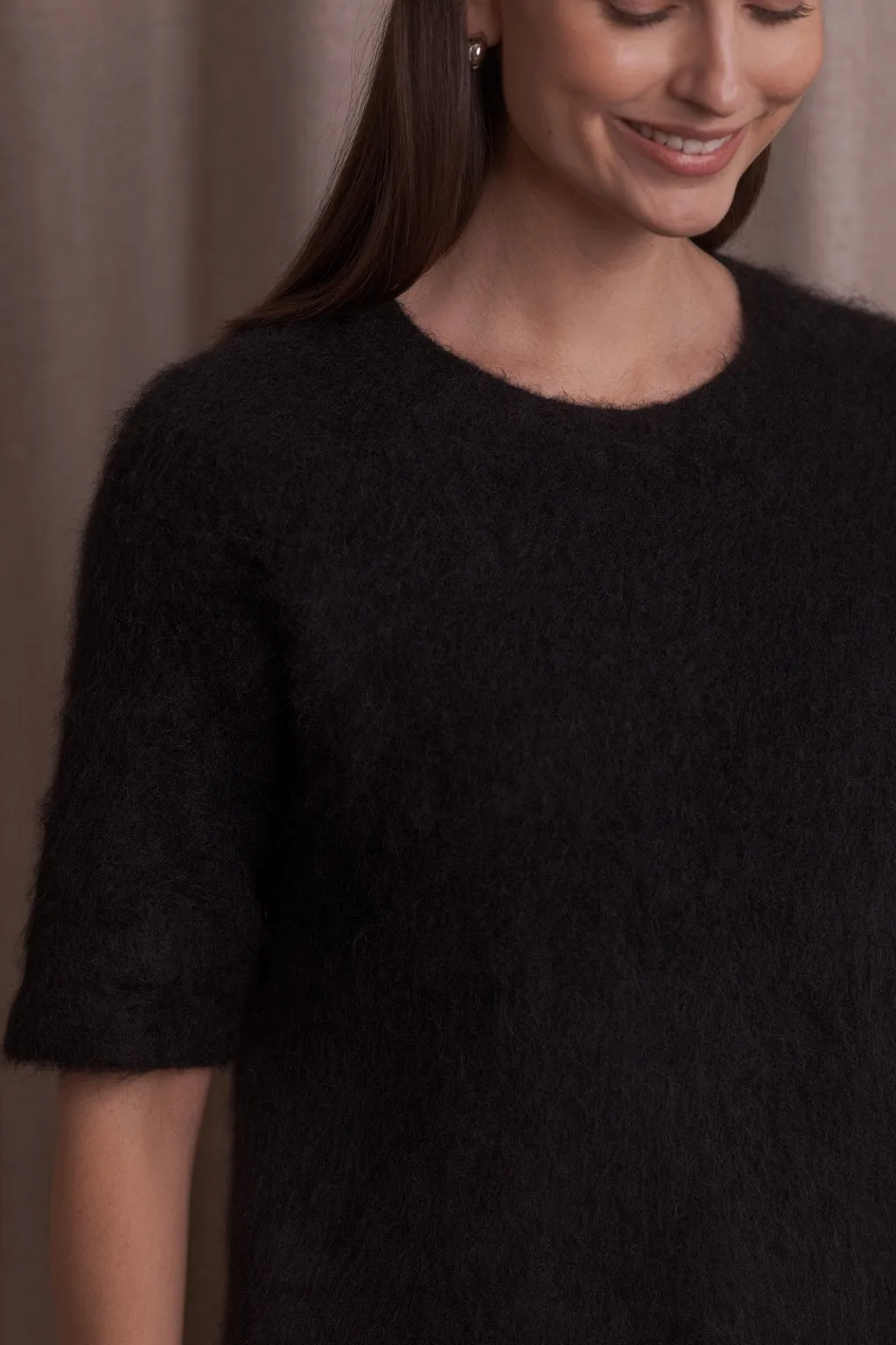 Short-Sleeve Alpaca Blend Sweater Black sold by Ivalo.com product image thumbnail 3