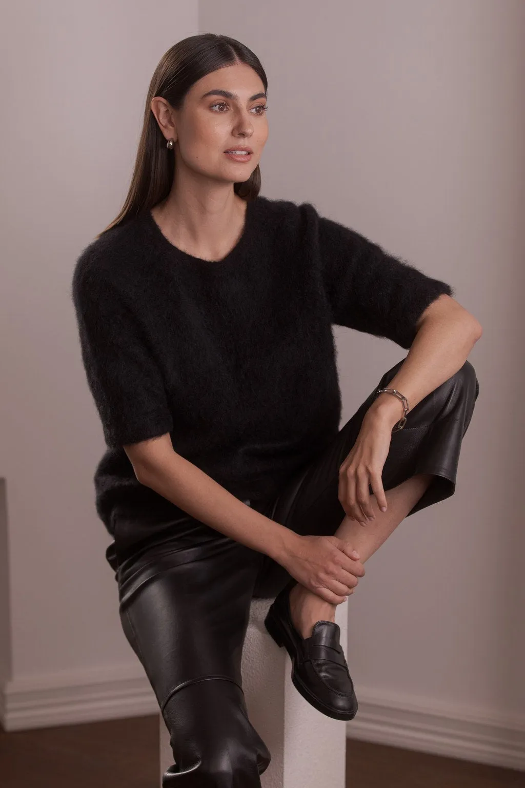 Short-Sleeve Alpaca Blend Sweater Black sold by Ivalo.com product image thumbnail 4