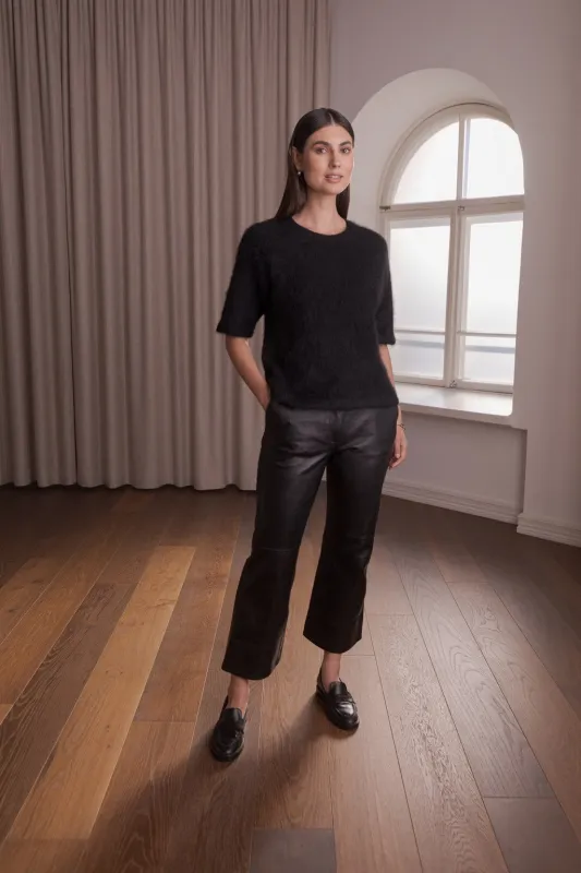 Short-Sleeve Alpaca Blend Sweater Black sold by Ivalo.com