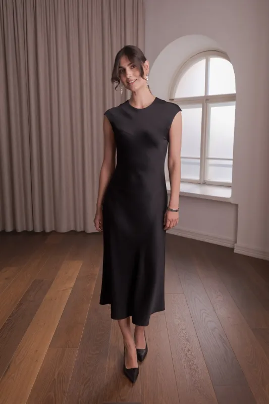 Satin Midi Dress Black sold by Ivalo.com