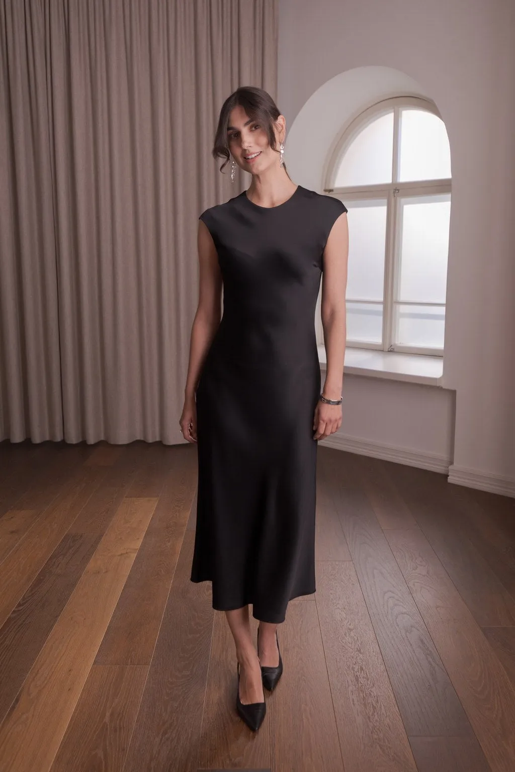 Satin Midi Dress Black sold by Ivalo.com