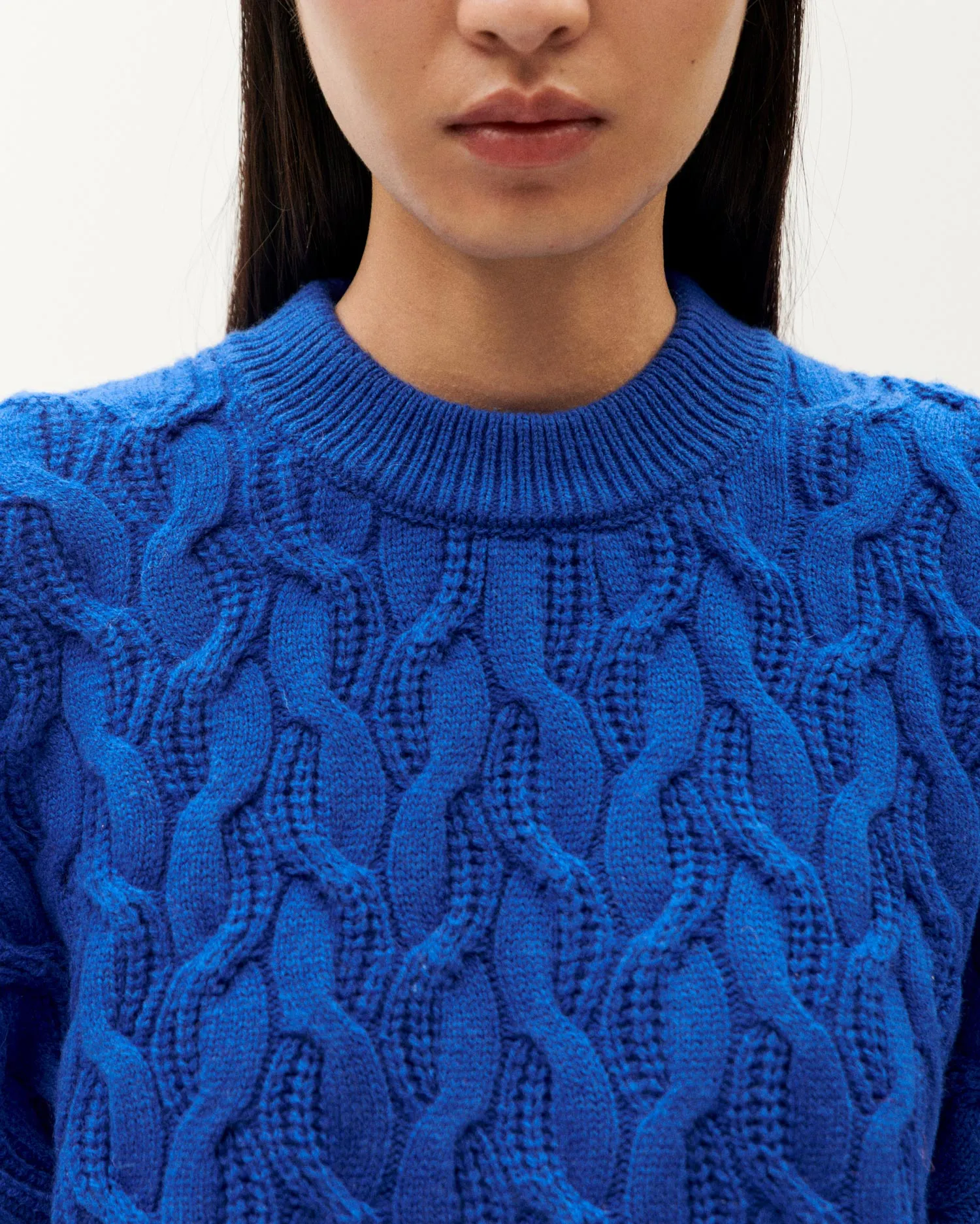 Blue braided wool sweater Carmen sold by Ivalo.com product image thumbnail 2