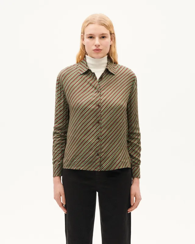 Brown diagonal striped Kati blouse sold by Ivalo.com