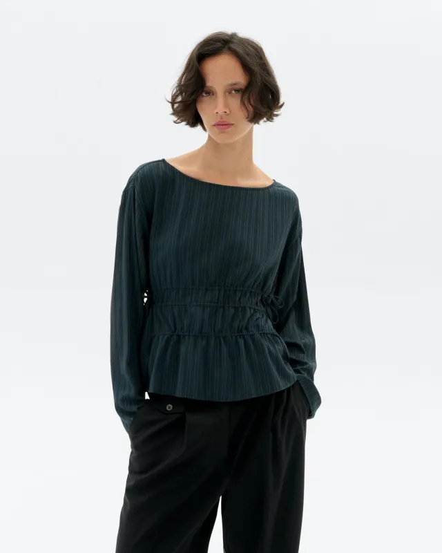 Striped ruffled Ecovero Devin blouse sold by Ivalo.com