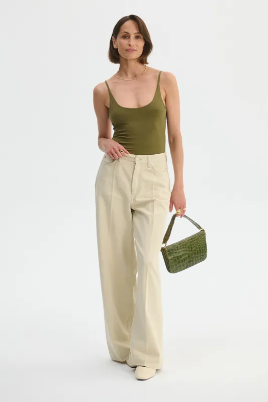 Sleeveless Open Back Bodysuit Olive Green sold by Ivalo.com