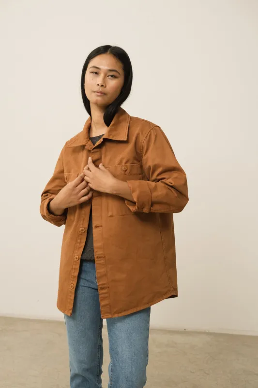 Helmut Unisex Organic Cotton Worker Overshirt Terracotta made by Ivalo.com