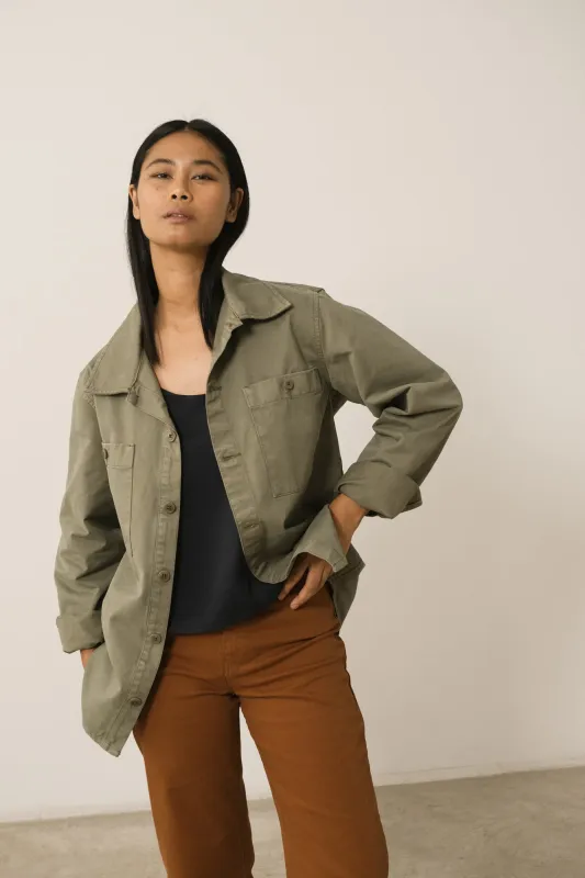 Helmut Unisex Organic Cotton Worker Overshirt Green made by Ivalo.com