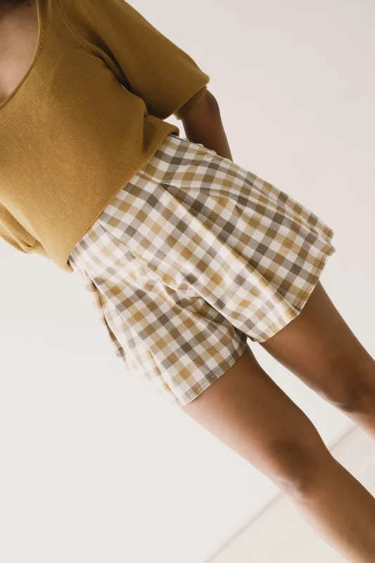 Hannia Organic Cotton Shorts Yellow Vichy sold by Ivalo.com