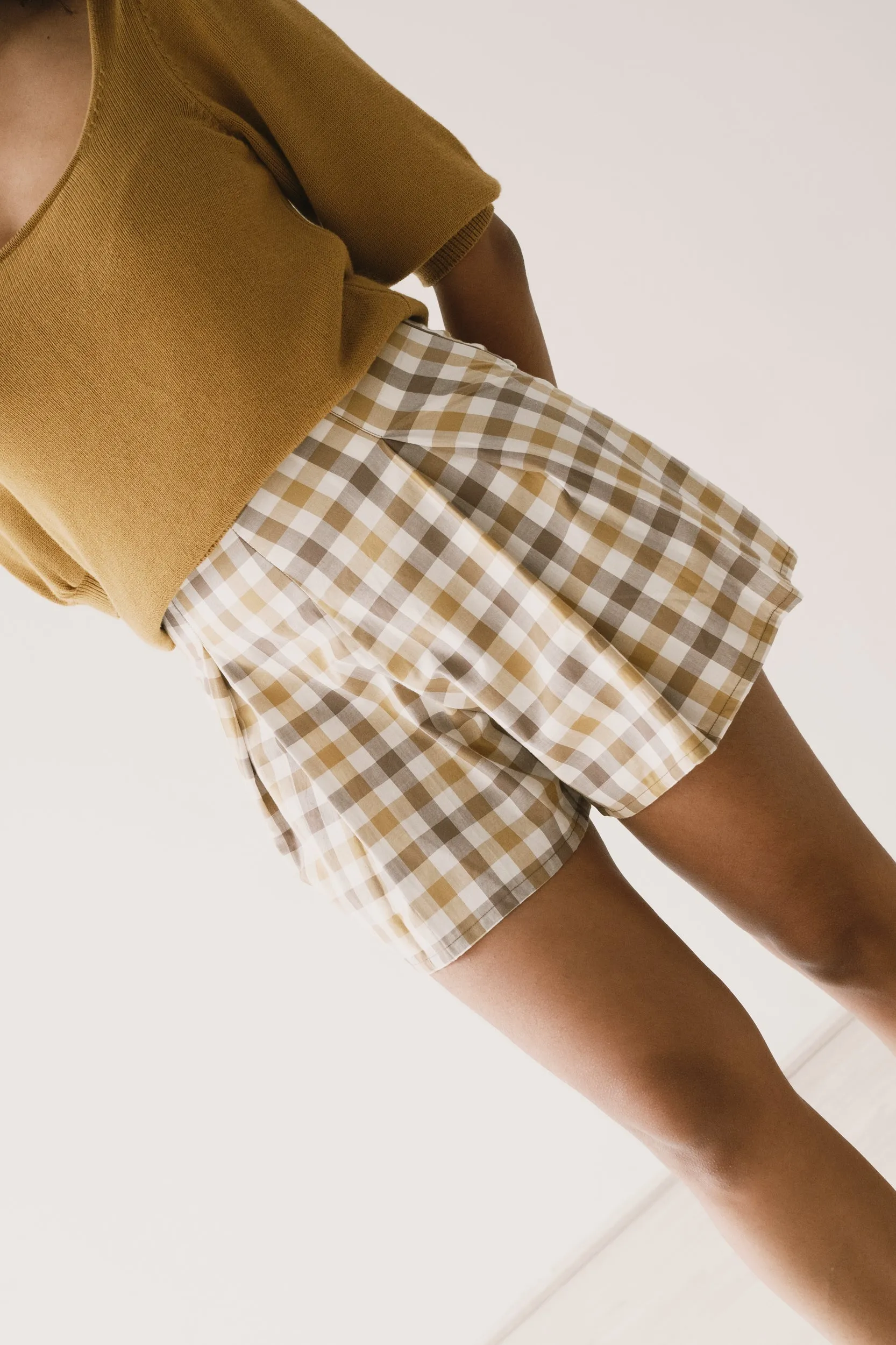 Hannia Organic Cotton Shorts Yellow Vichy sold by Ivalo.com