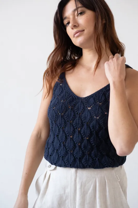 Basile Openwork Tank Top Blue sold by Ivalo.com