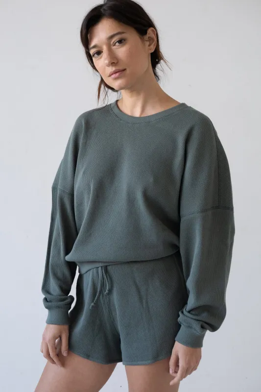 Helmut Oversized Waffle Sweatshirt Blue made by Ivalo.com