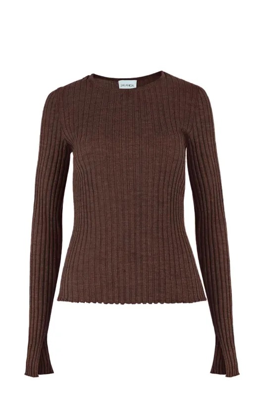 Brera Merino Long-Sleeve Top Chocolate sold by Ivalo.com